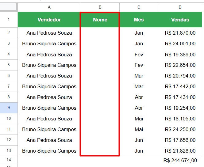Criando Coluna no Google Sheets