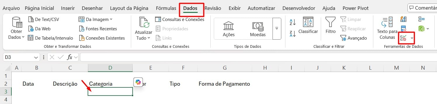 Criando Lista Suspensa no Excel