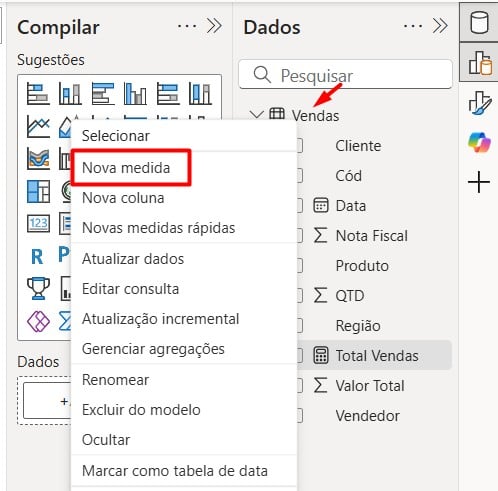 Criando Nova Medida no Power BI