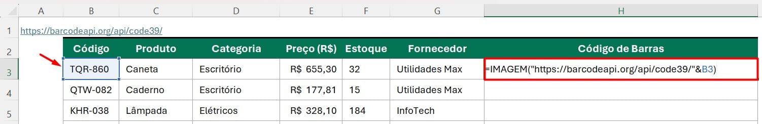 Gerando Código de Barras no Excel