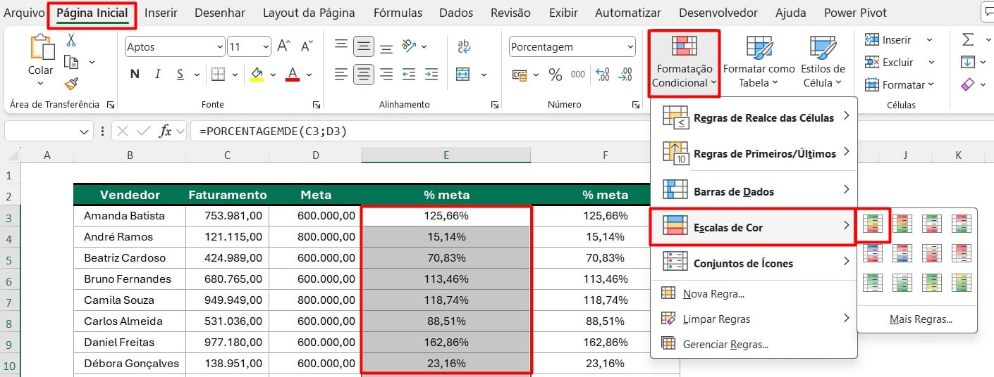 Aprenda Fórmulas de Porcentagem no Excel
