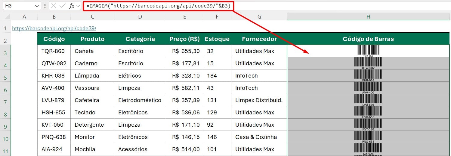Gerando Código de Barras no Excel
