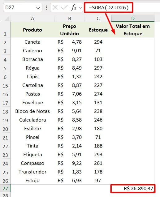 Soma de Valores Ocultos no Excel