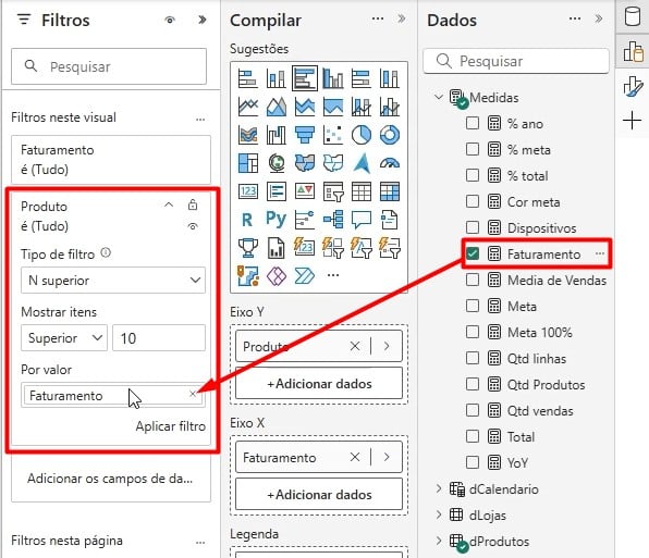 Ajustando Filtro de Top 10 no Visual do Power BI