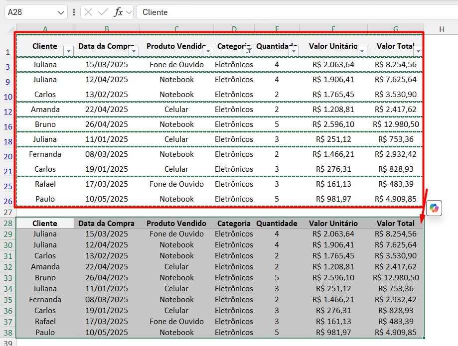 Copiando e Colando Células Visíveis no Excel
