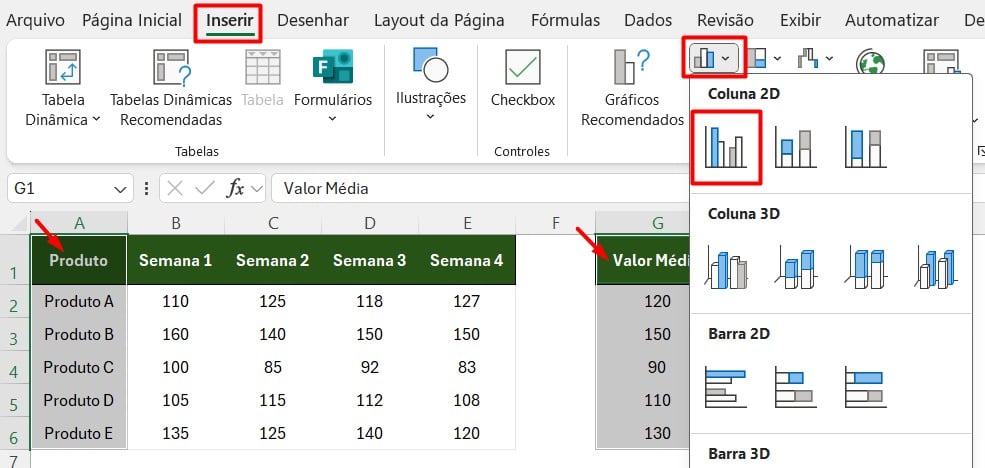 Criando Gráfico de Barras com Margem de Erro no Excel