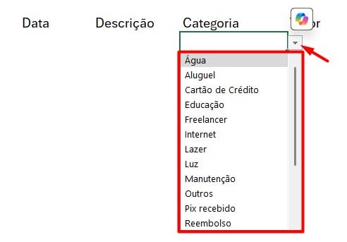 Lista Suspensa no Excel