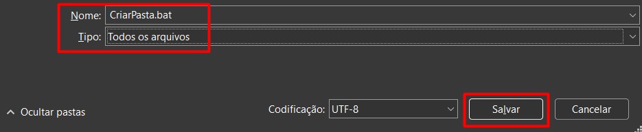 Salvando Comandos em .bat