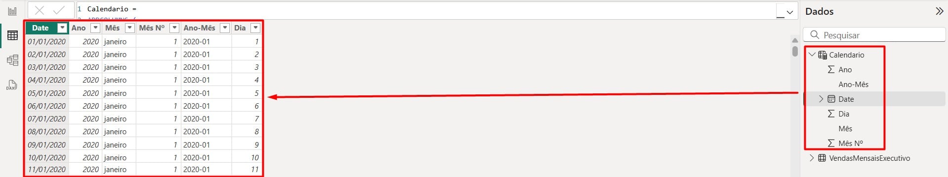 Tabela de Calendário no Power BI