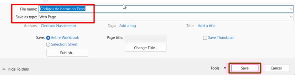 Criando Imagens dos Códigos de Barras no Excel