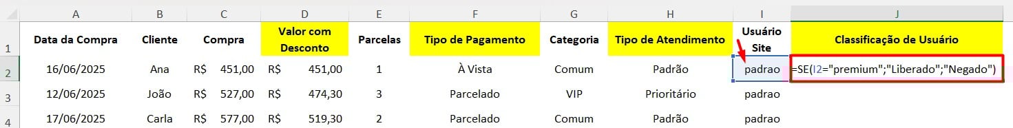Classificando Usuários no Excel