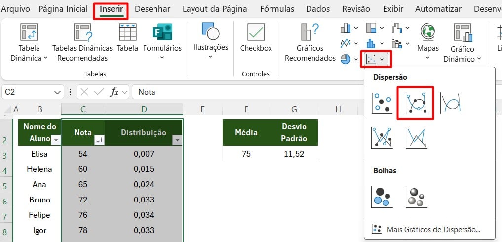 Criando Gráfico com Curva de Bell no Excel