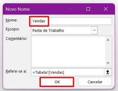 Definindo Nome para Intervalo no Excel