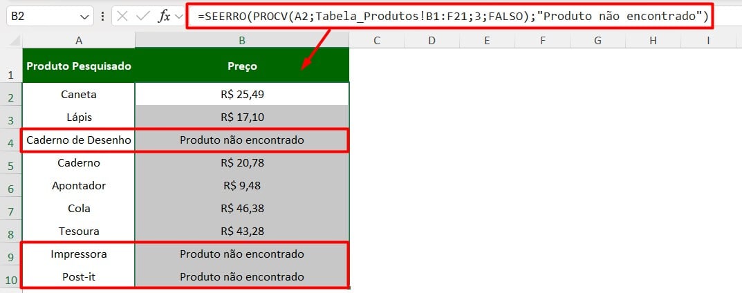 Incluindo Função SEERRO com PROCV no Excel