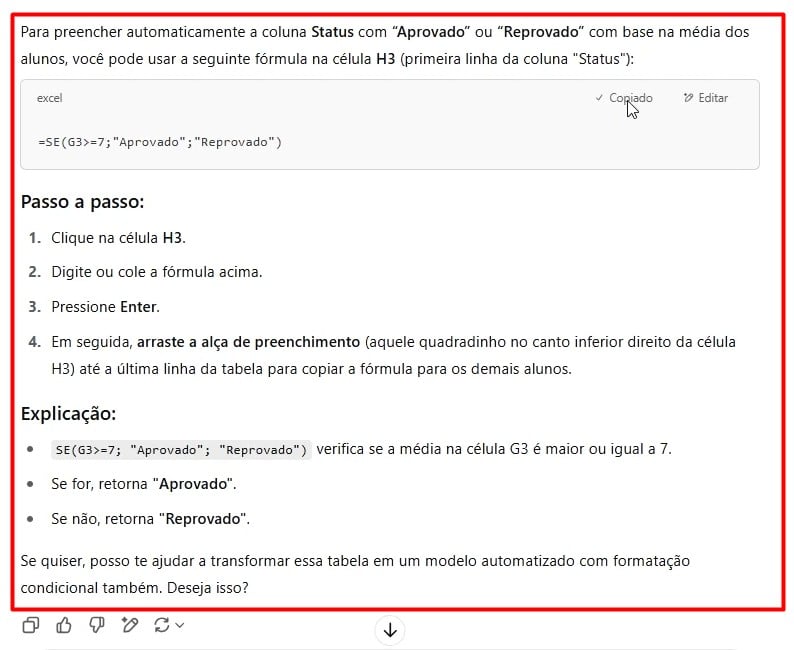 Resultado do Prompt Enviado ao ChatGPT