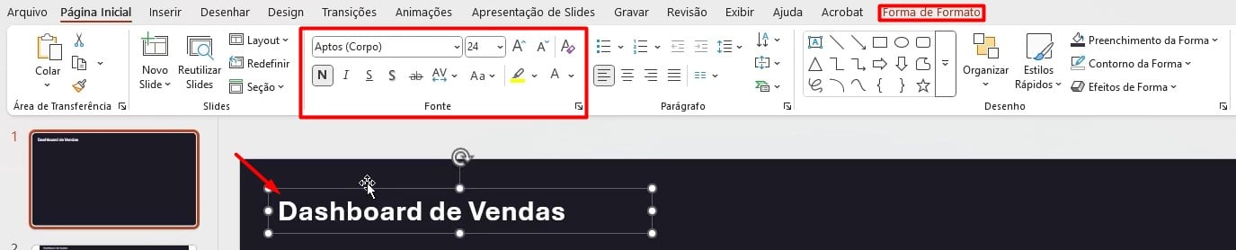Personalizando Caixa de Texto no Layout no PowerPoint