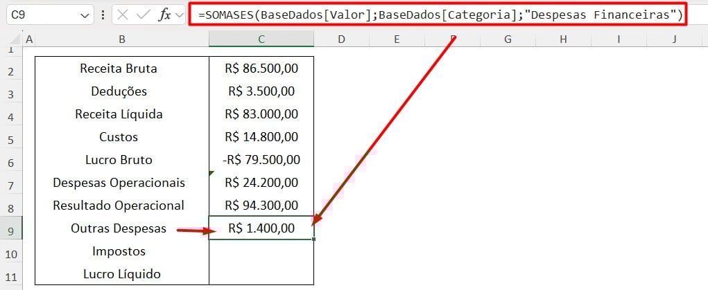 Calculando Outras Despesas no Excel