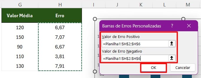 Criando Gráfico de Barras com Margem de Erro no Excel