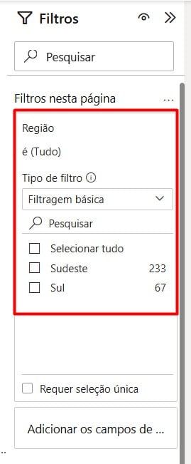 Filtro de Página por Região no Power BI