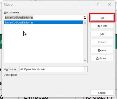 Executando Código de VBA no Excel