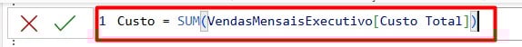 Medida de Custo no Power BI
