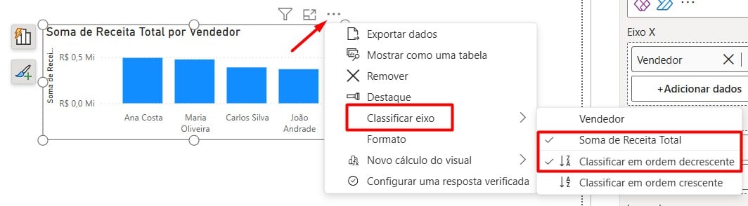 Classificando Eixo de Visuais no Power BI
