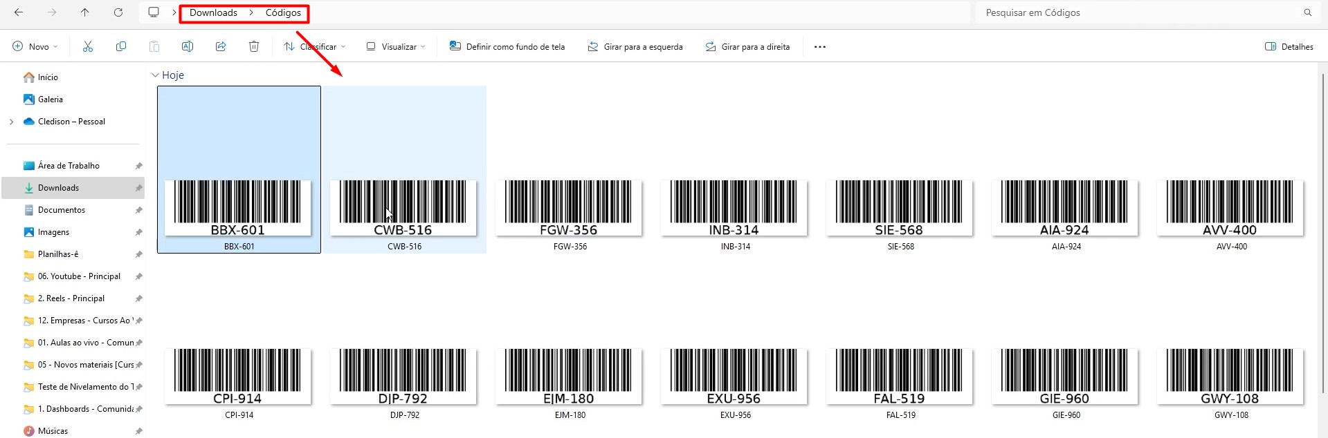 Imagens dos Códigos de Barras no Excel com VBA