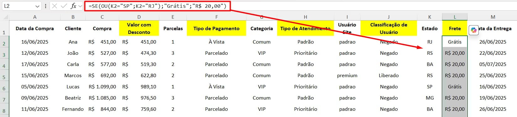 Calculando Frete no Excel