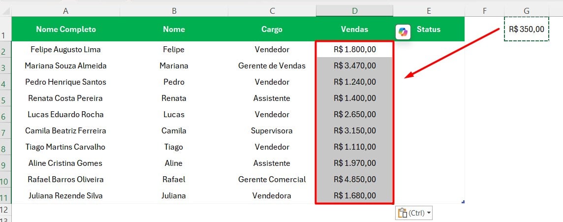 Colando Dados com Operação no Excel