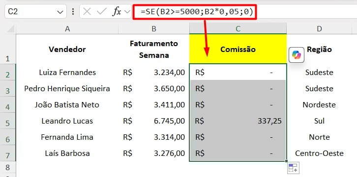 Calculando Comissão de Vendas no Excel