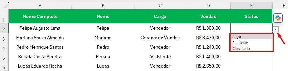 Lista Suspensa no Excel