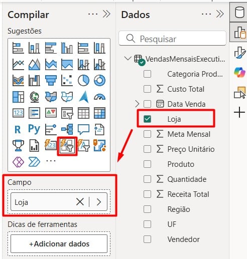 Segmentação de Botão no Power BI
