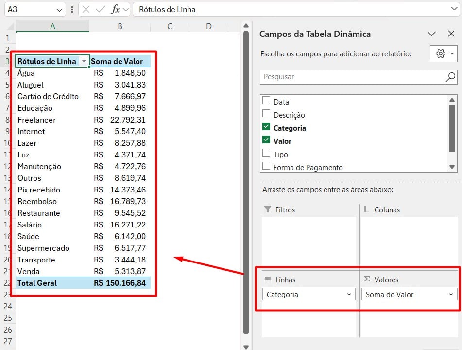 Tabela Dinâmica no Excel