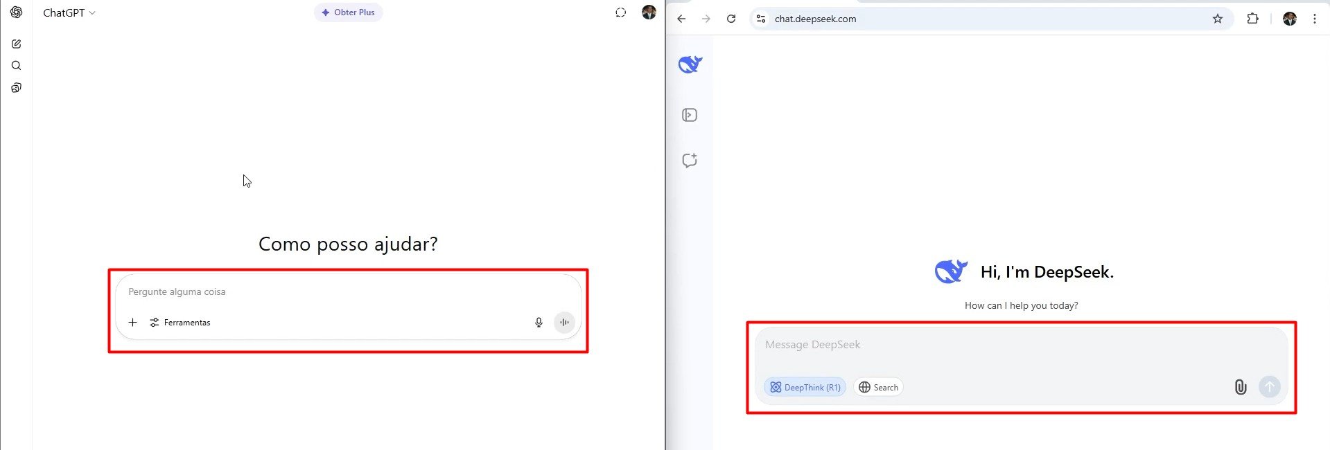 ChatGPT e DeepSeek