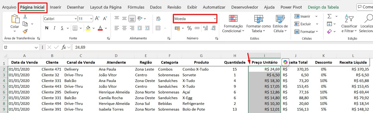 Formatando Números como Moeda no Excel