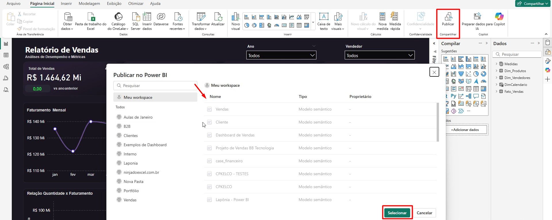Publicando Dashboard no Power BI Service