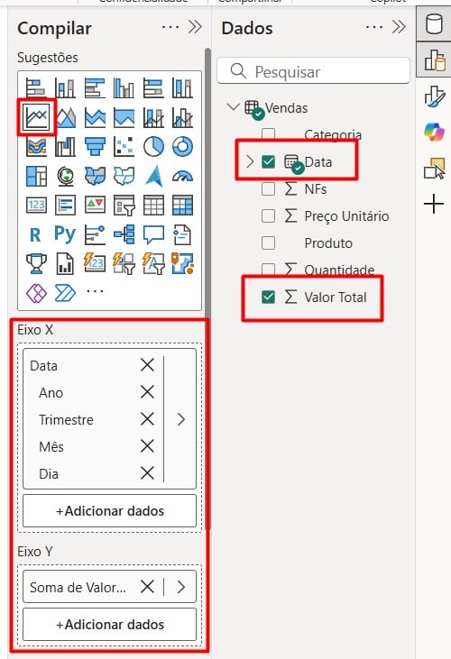Gráfico de Linhas no Power BI