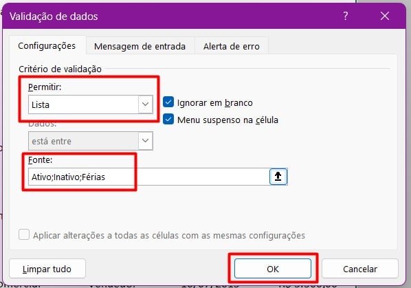 Lista Suspensa no Excel