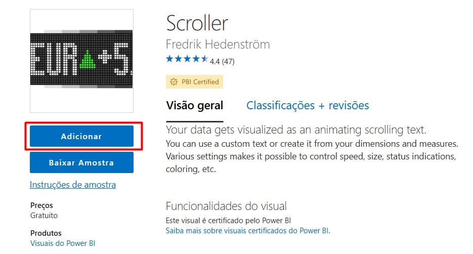 Adicionando Gráfico de Scroller no Power BI