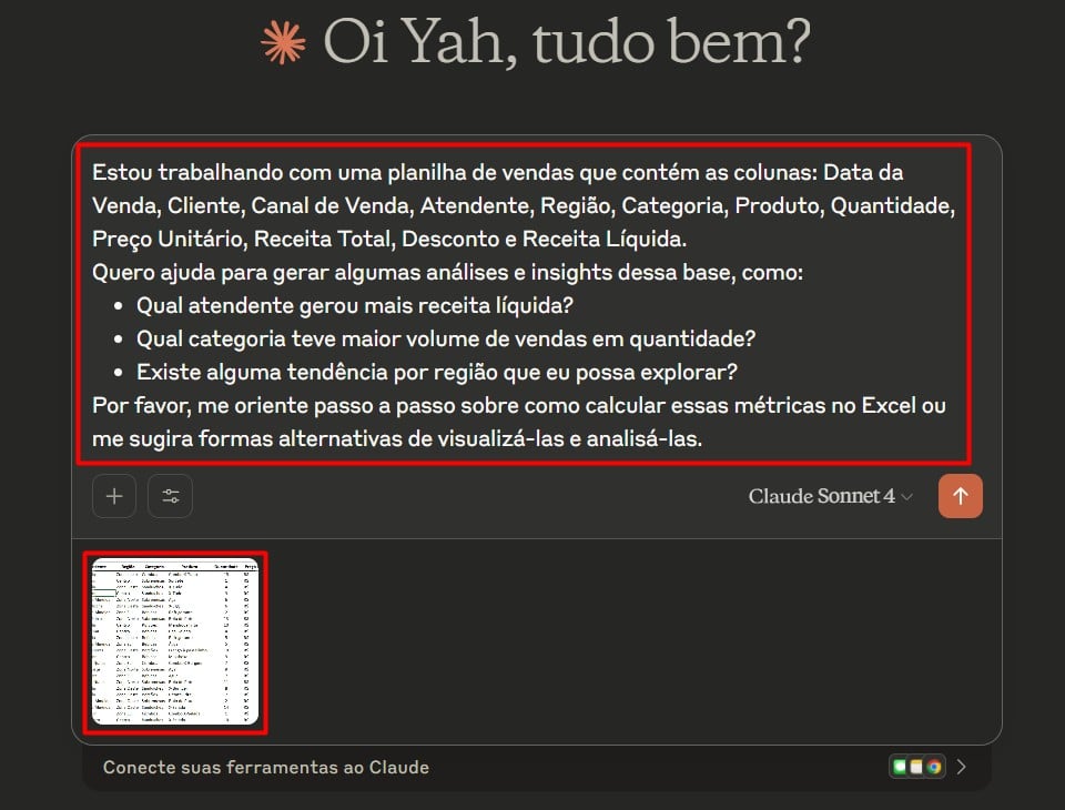 Claude com o Excel