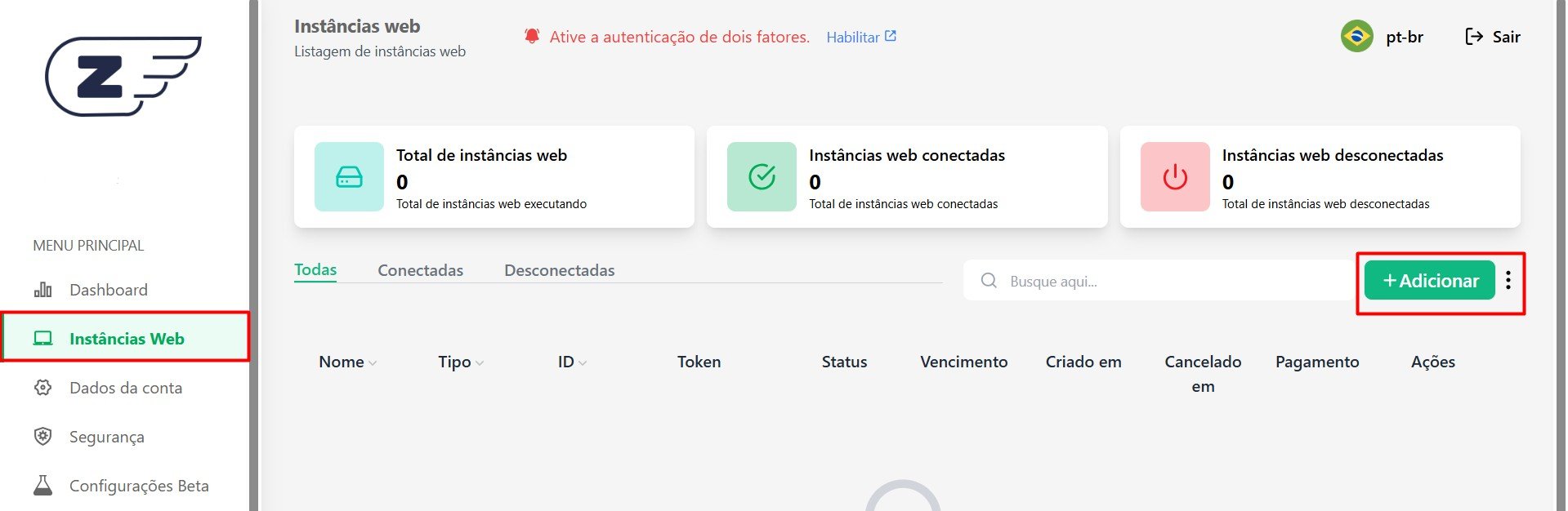 Criando Instância na Web com API