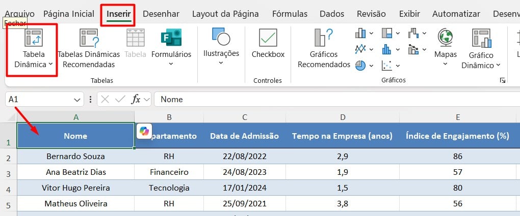 Criando Tabela Dinâmica no Excel