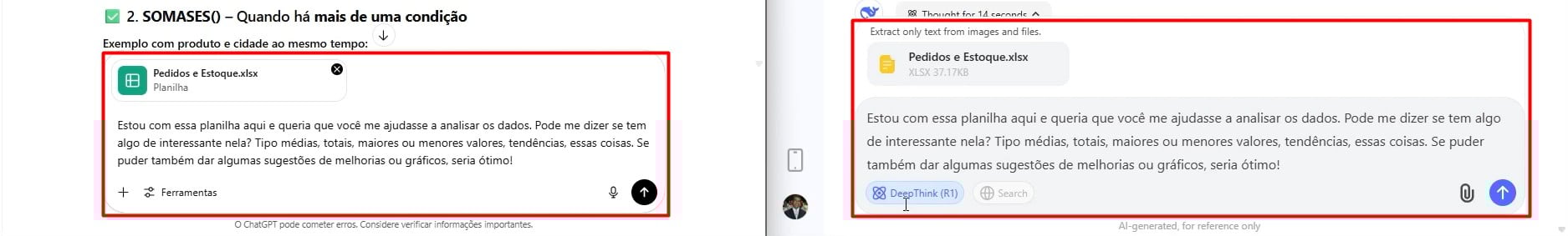 Envio de Prompt ao ChatGPT e DeepSeek