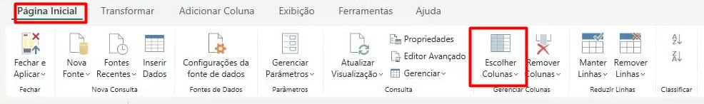 Escolhendo Colunas no Power Query