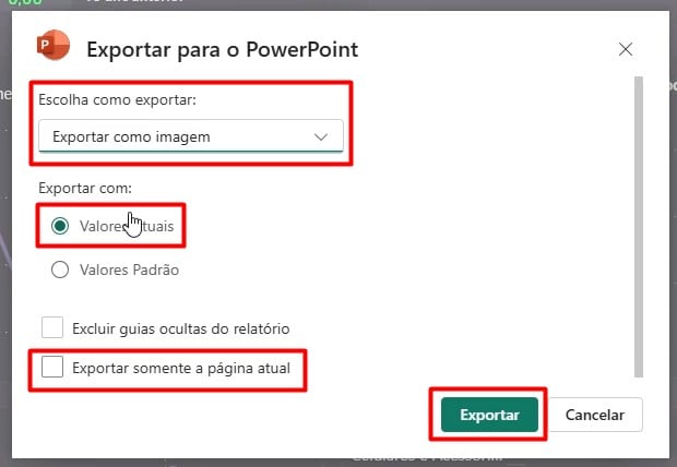 Exportando Dashboard do Power BI Service para o PowerPoint