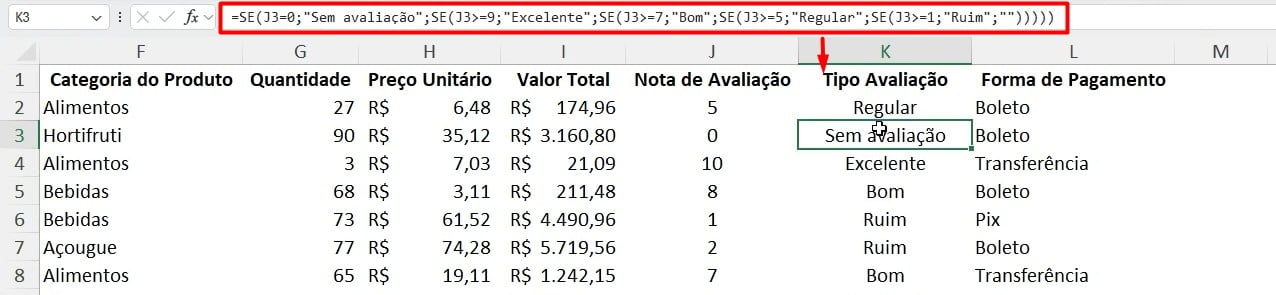 Aplicação da Fórmula Sugerida Pelo ChatGPT no Excel