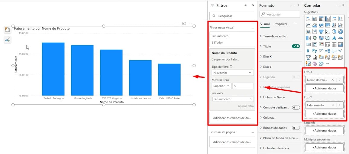 Aplicando Filtro no Visual no Power BI