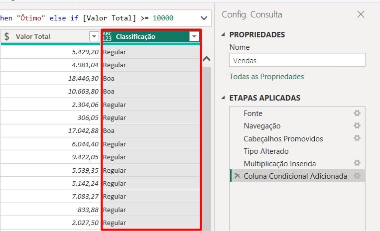 Coluna Condicional no Power Query