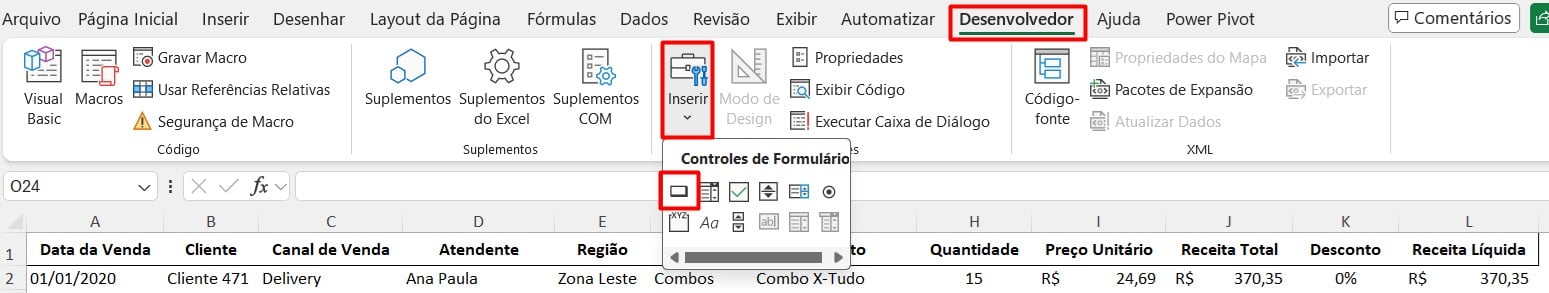 Criando Botão no Excel