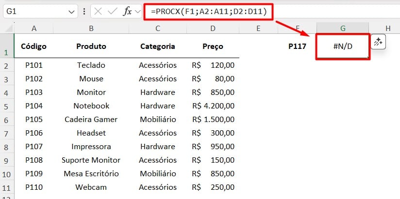 Erro ND no Excel